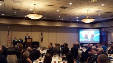 Tyler Cundiff, Gray's VP of business development, accepts the Young Construction Engineer of the Year Award at the University of Kentucky's College of Engineering's Awards Reception and Banquet.