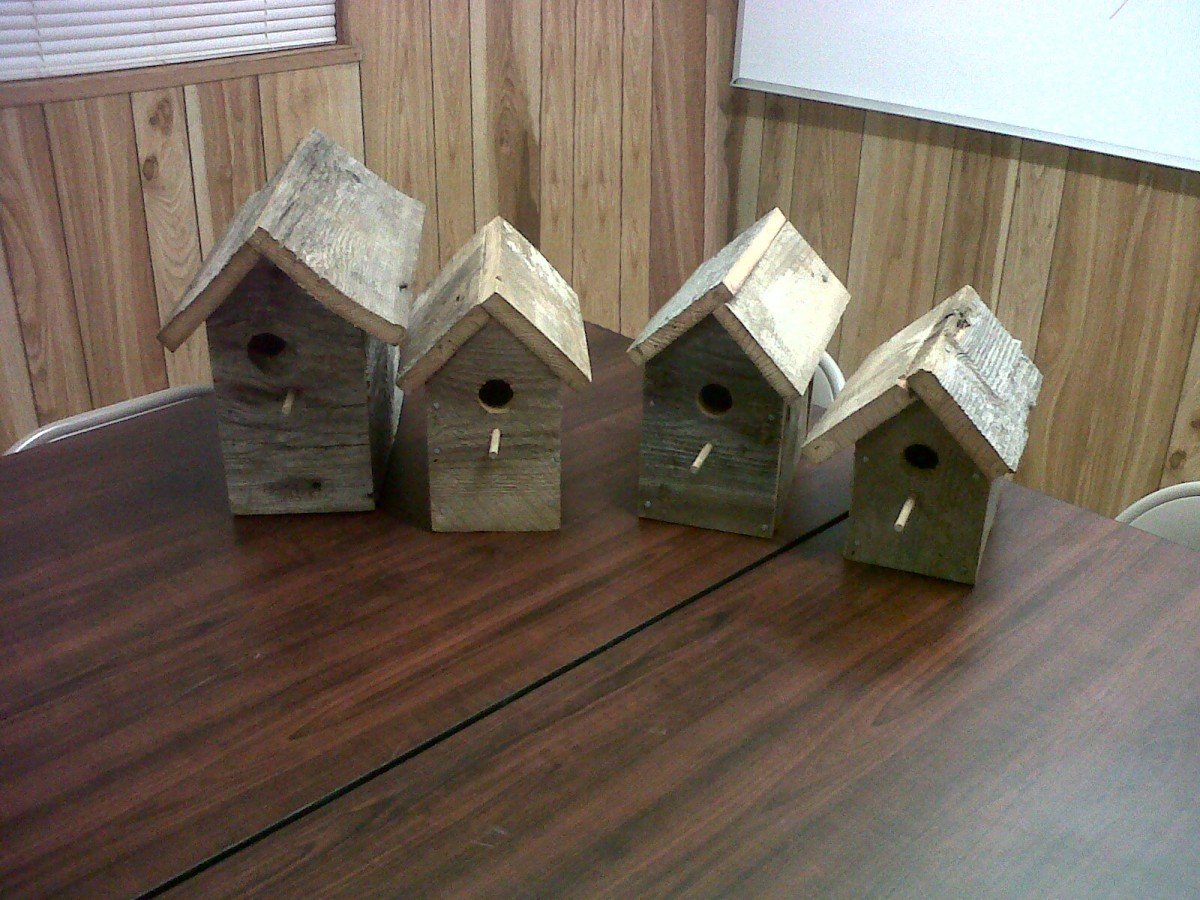 The birdhouses constructed by Boy Scout Troop 940.